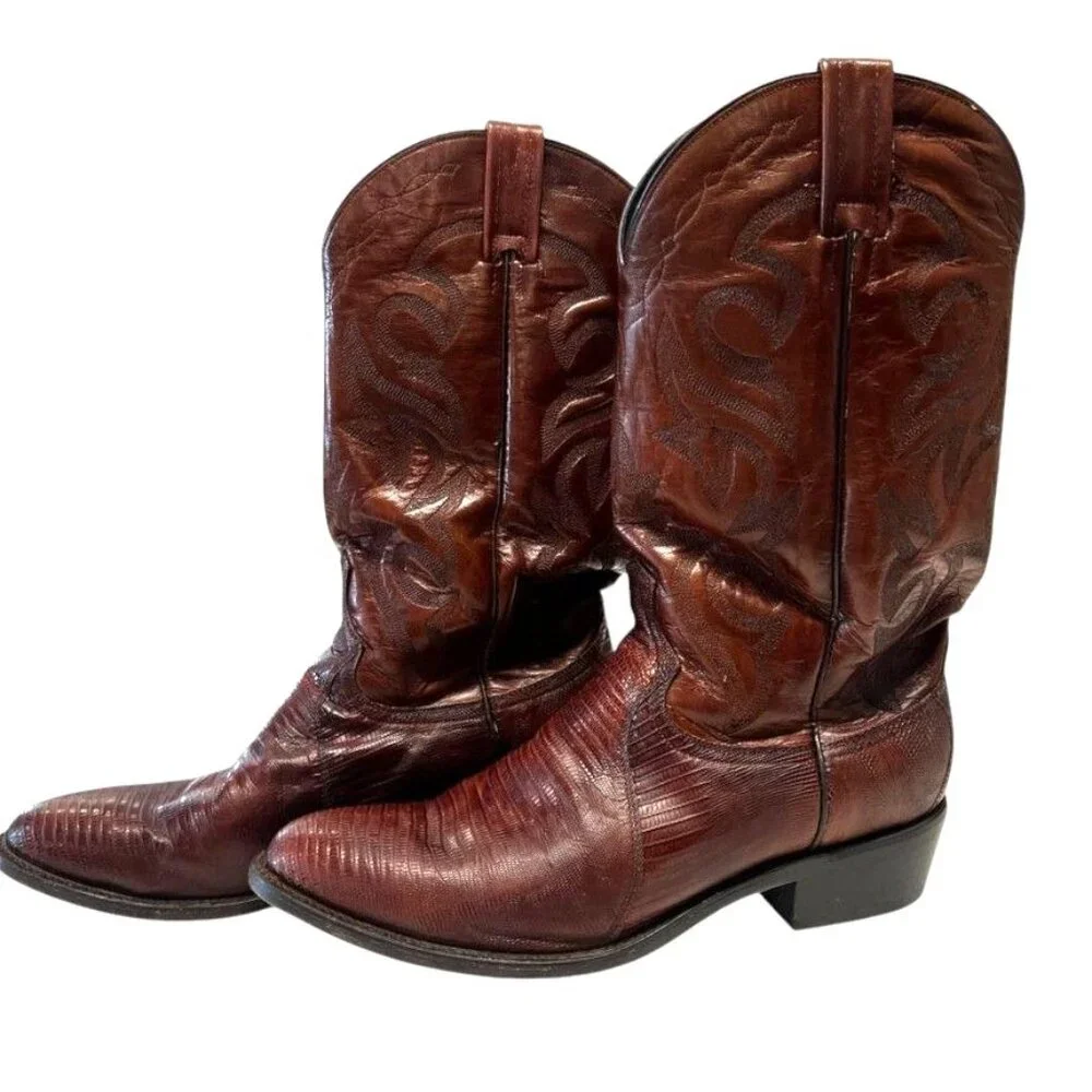 Dan Post men's Ringold Teju Genuine Lizard Skin Western Cowboy Boots, size 11 D